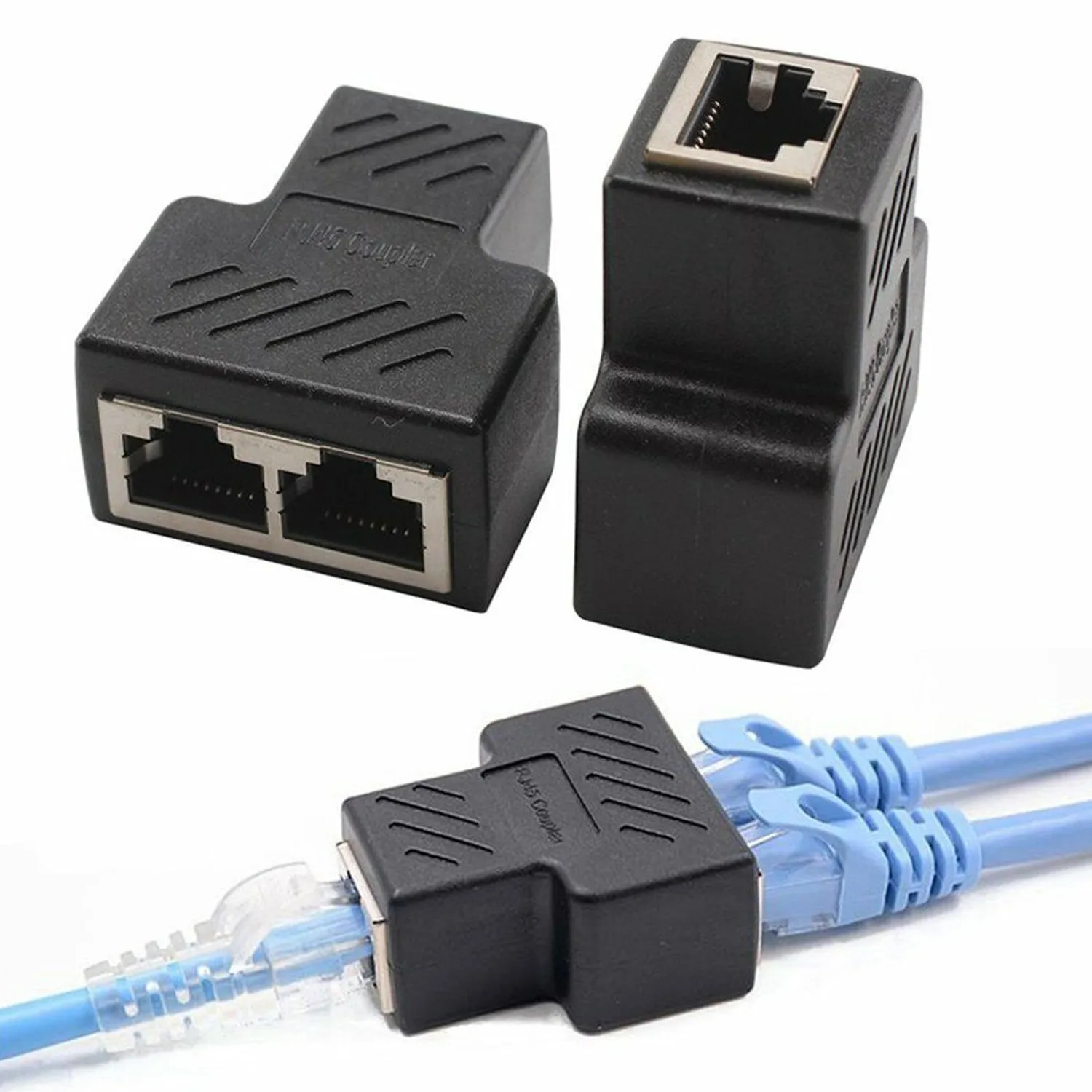Adaptador Divisor De Red 1 RJ45 A 2RJ45  Negro