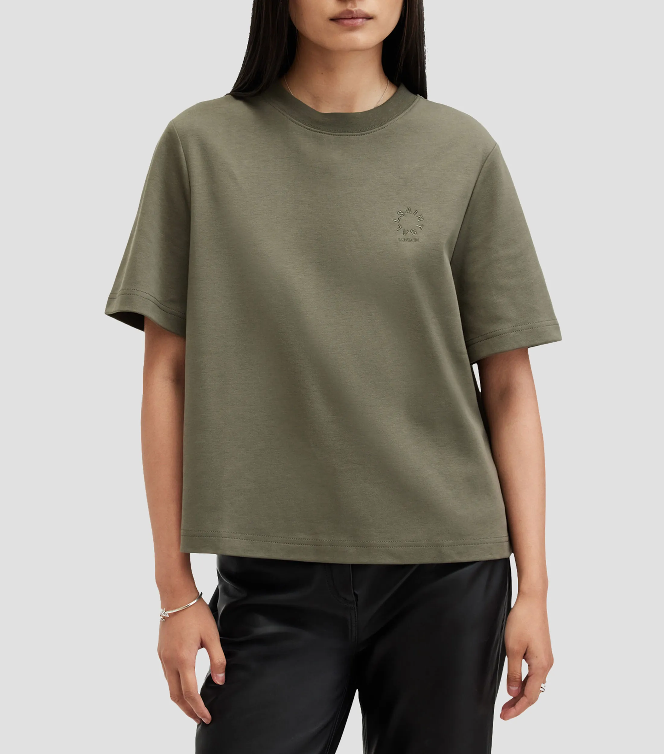 AllSaints Playera cuello redondo manga corta lisa Mujer