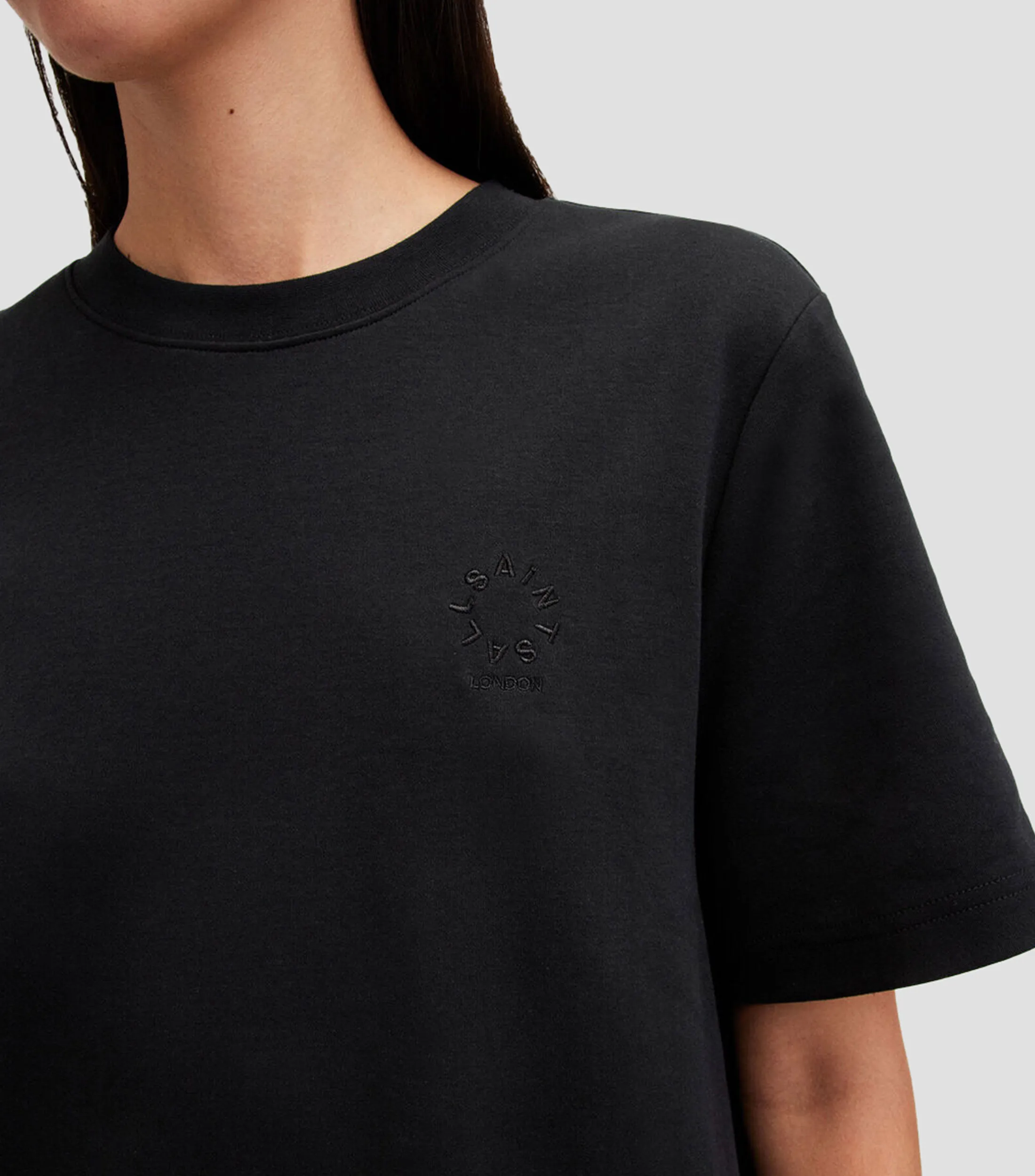 AllSaints Playera cuello redondo manga corta lisa Mujer