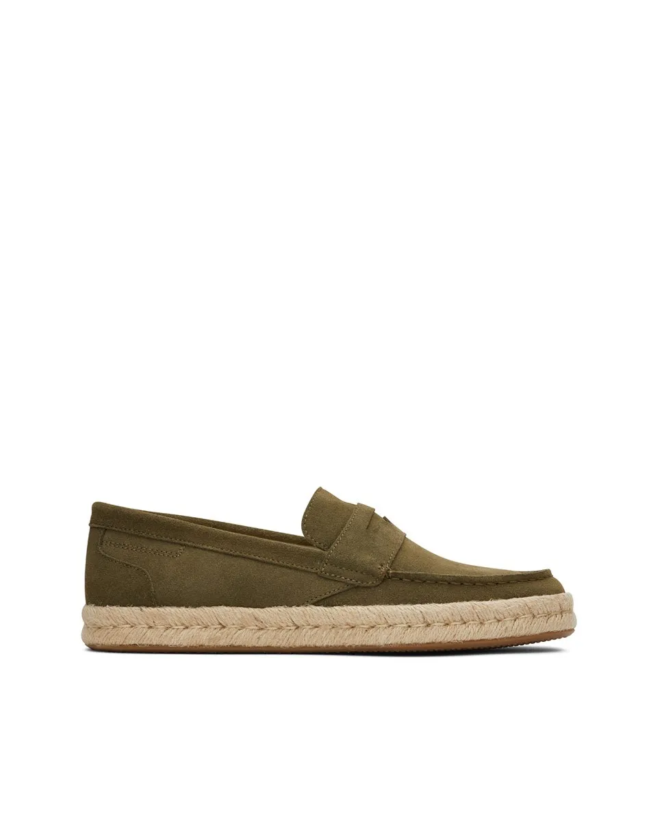Alpargatas mocasines de hombre verde oliva