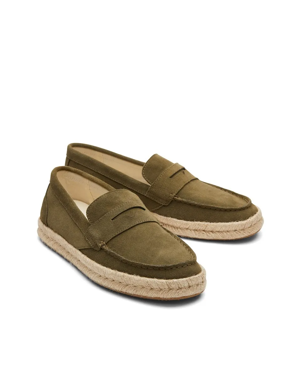 Alpargatas mocasines de hombre verde oliva
