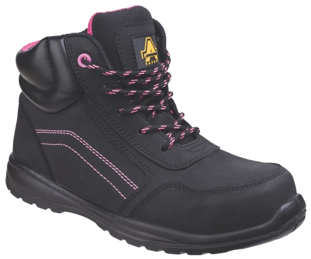 Amblers Lydia, botas de seguridad sin metal, para mujer, negro/rosa, talla 38