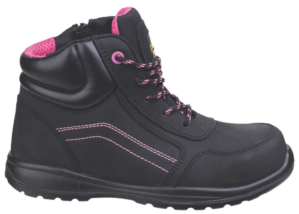 Amblers Lydia, botas de seguridad sin metal, para mujer, negro/rosa, talla 38