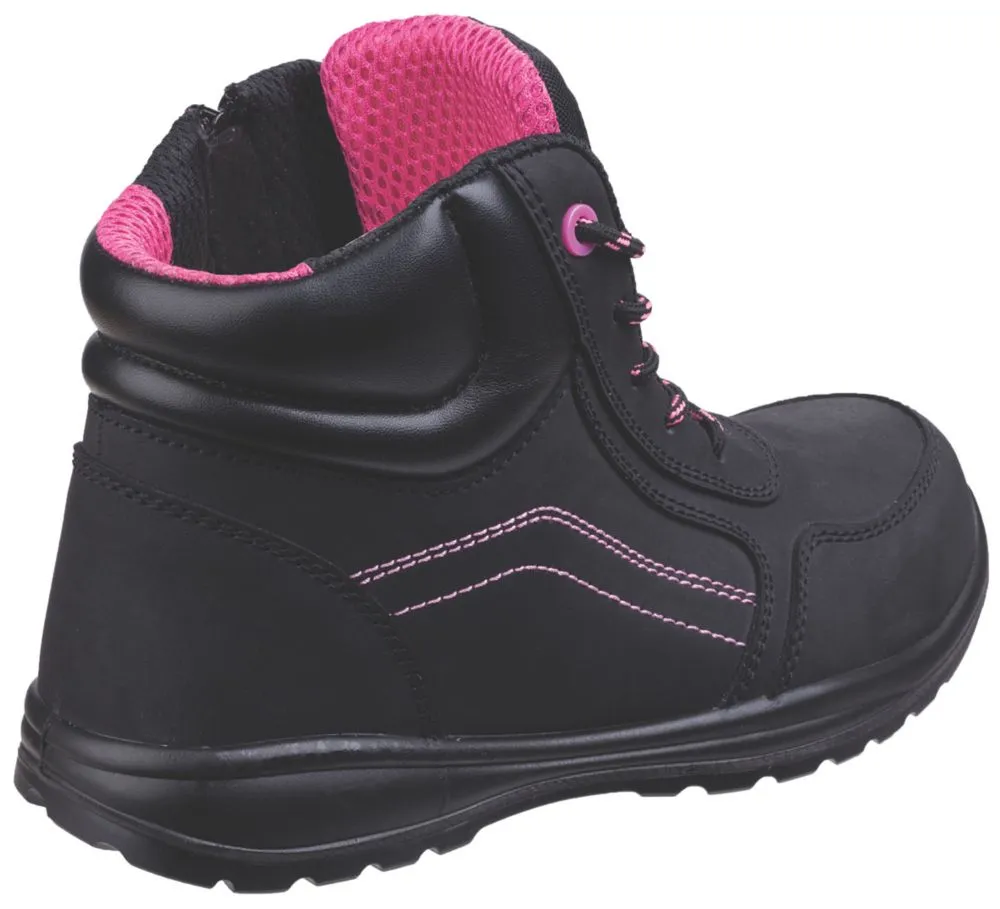 Amblers Lydia, botas de seguridad sin metal, para mujer, negro/rosa, talla 38