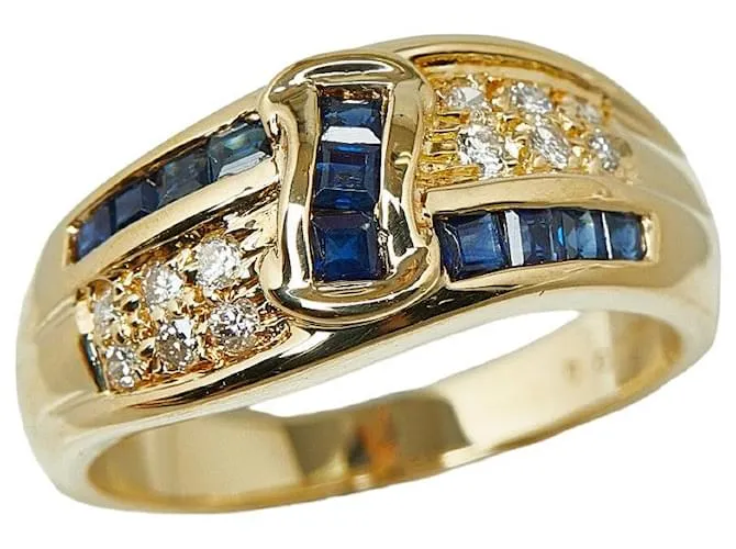 & Other Stories Anillo de oro amarillo K18YG con zafiro de 0.538 ct y diamante de 0.157 ct en condiciones prístinas Dorado 