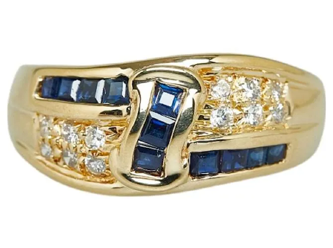 & Other Stories Anillo de oro amarillo K18YG con zafiro de 0.538 ct y diamante de 0.157 ct en condiciones prístinas Dorado 