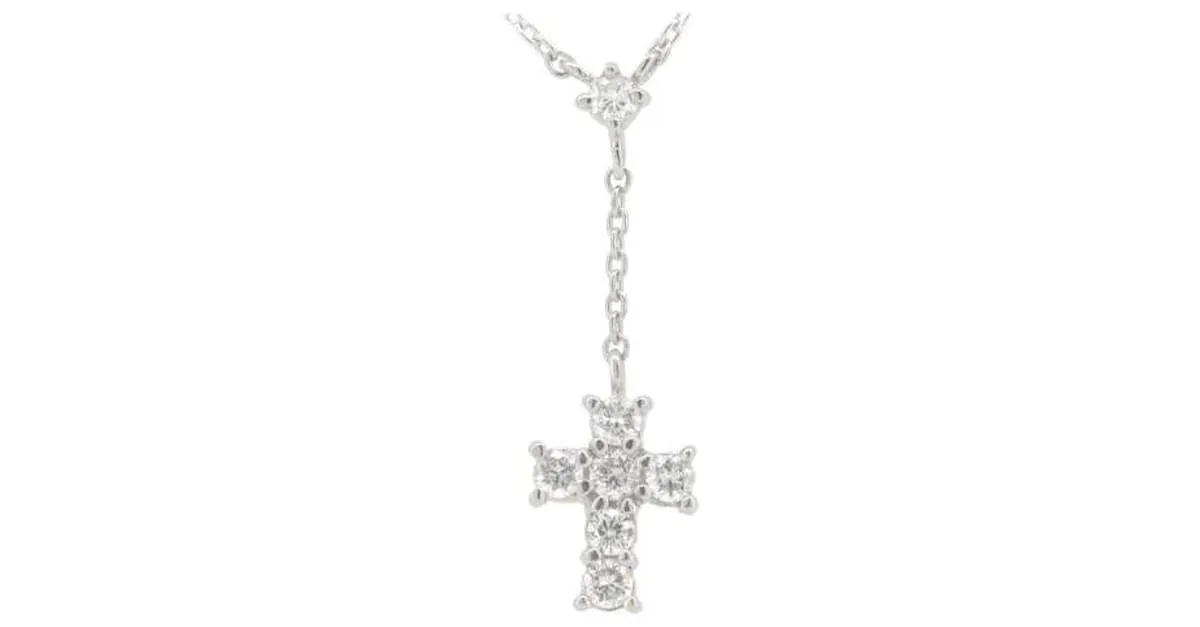 & Other Stories Collar de diamante Vendome Aoyama Cross 0.23ct PT900/PT850 de platino en excelente estado Plata 