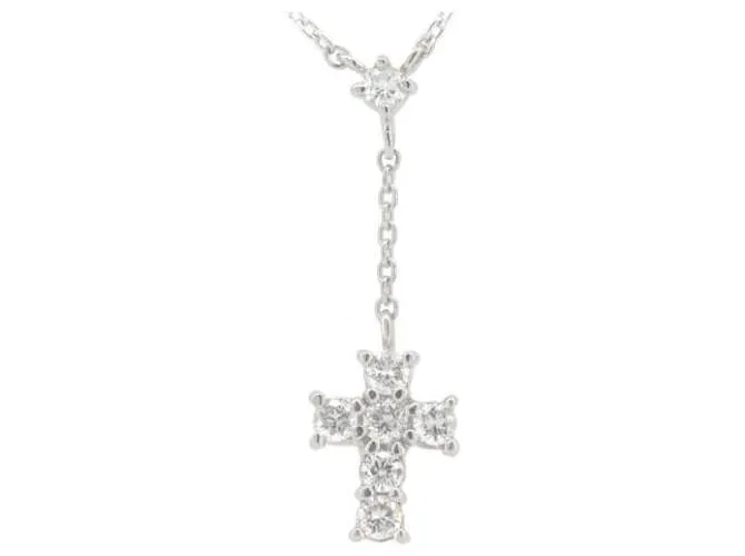 & Other Stories Collar de diamante Vendome Aoyama Cross 0.23ct PT900/PT850 de platino en excelente estado Plata 