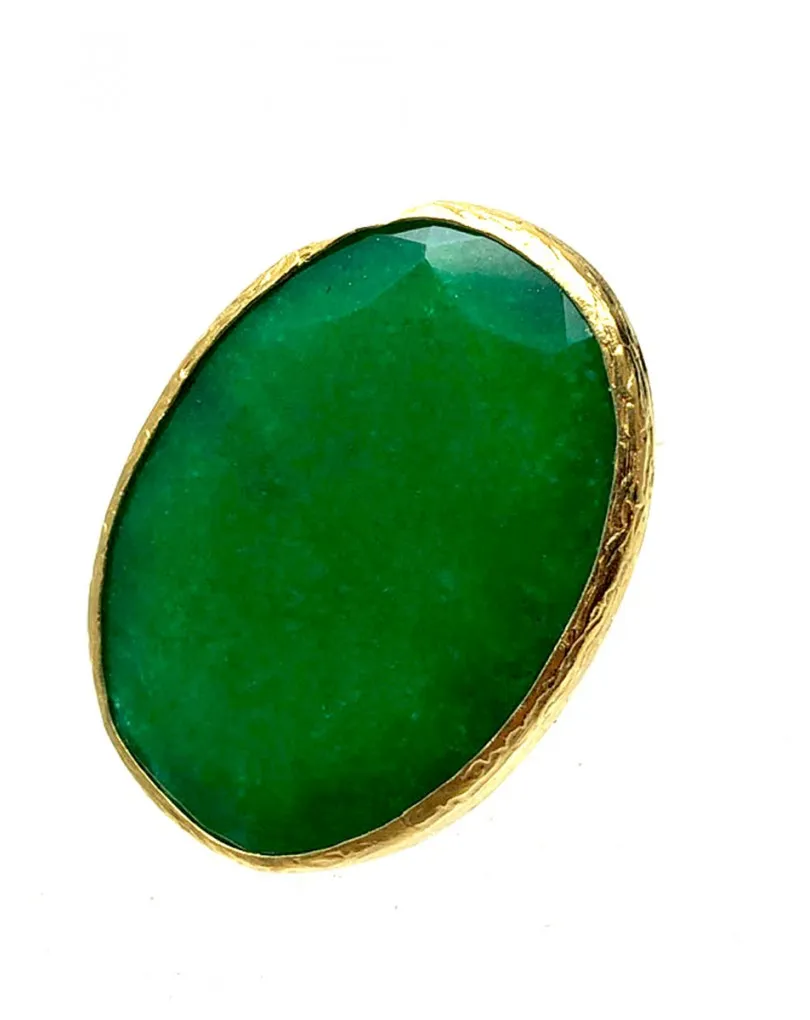 ANILLOS DE MUJER VERDES CON BAÑO DE ORO Y PIEDRAS 