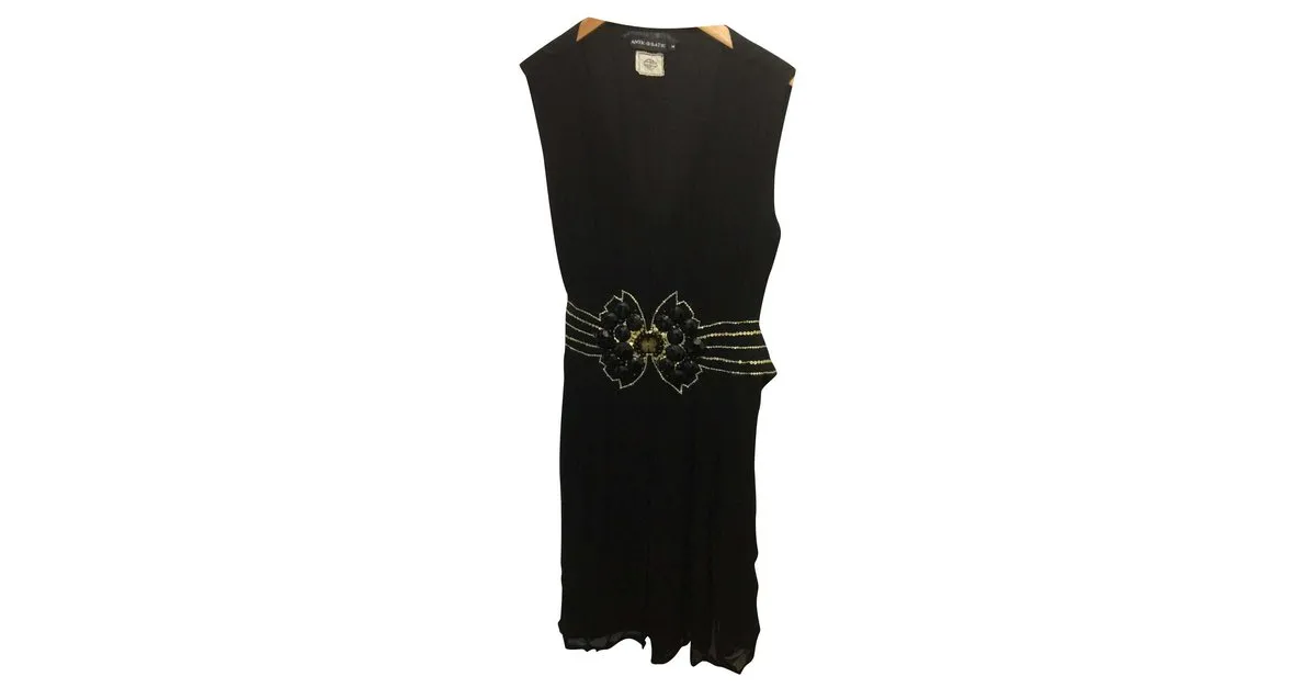 Antik Batik Vestido negro y dorado 
