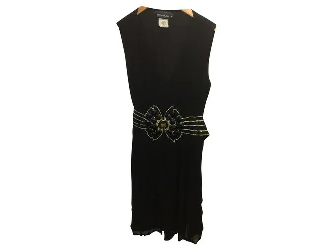 Antik Batik Vestido negro y dorado 