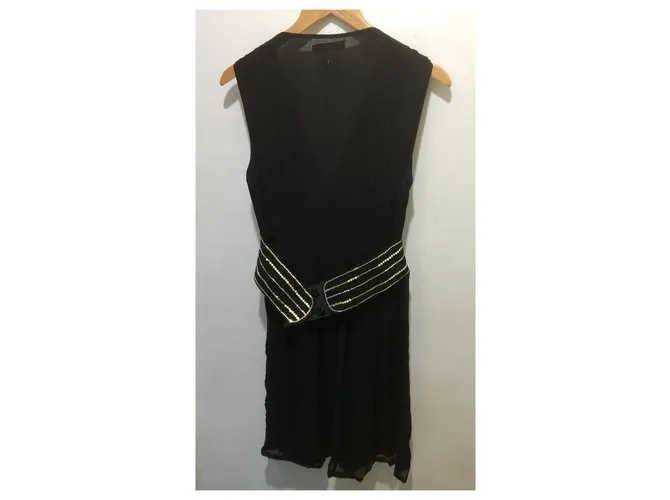 Antik Batik Vestido negro y dorado 