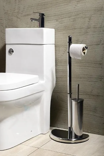 AQUALINE ACCESORIOS  PORTARROLLOS CON ESCOBILLA DE WC, CROMO HI32