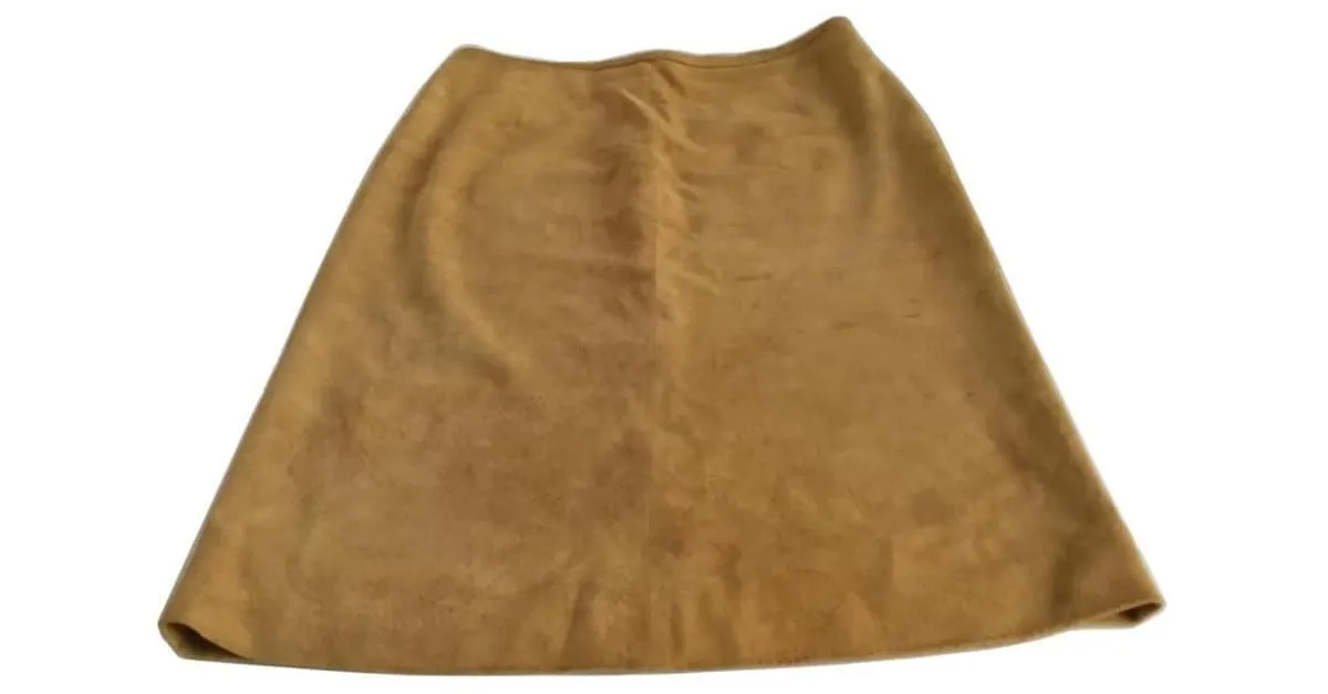 Autre Marque ***Falda de cuero vintage Celine Marrón claro 