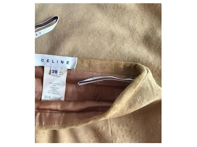 Autre Marque ***Falda de cuero vintage Celine Marrón claro 