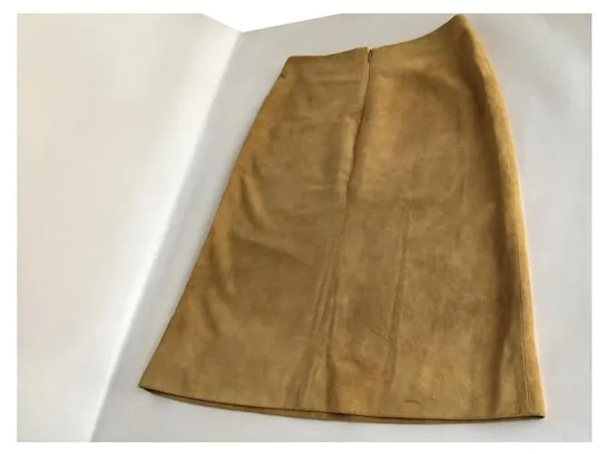 Autre Marque ***Falda de cuero vintage Celine Marrón claro 