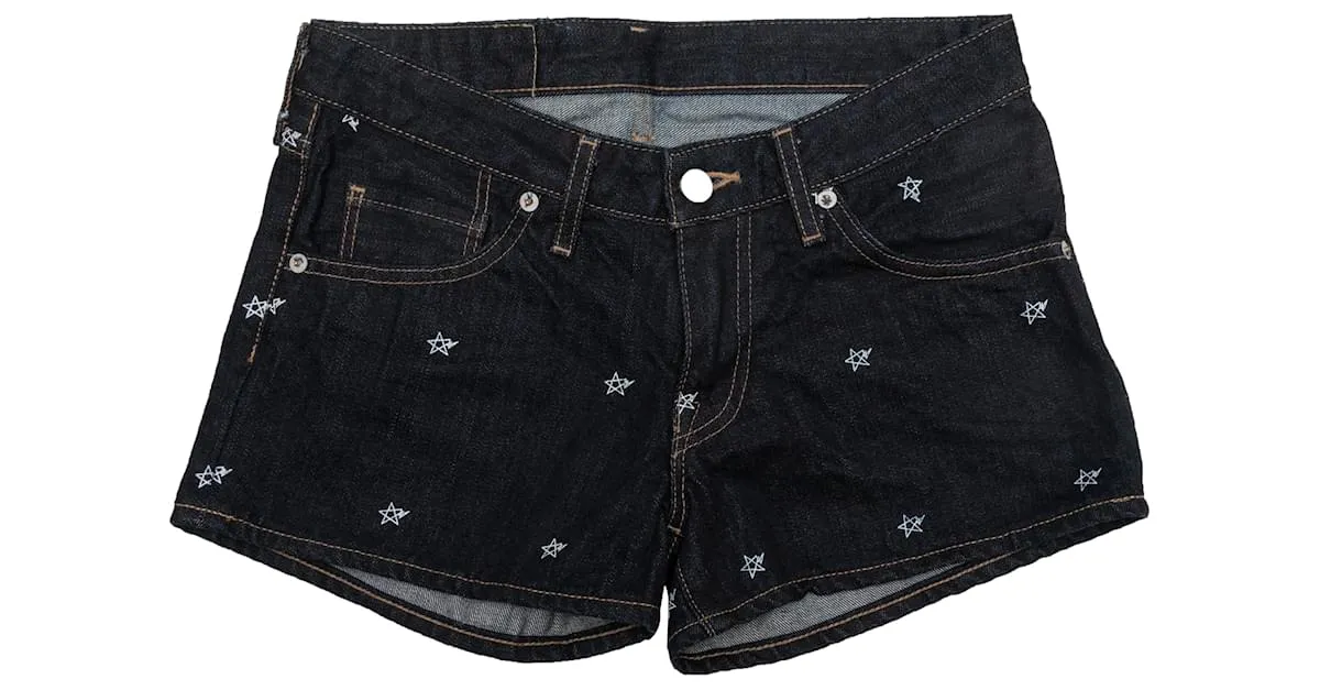 Autre Marque Pantalones cortos de mezclilla bordados BAPE Star en lavado oscuro tamaño US XXS Roja 
