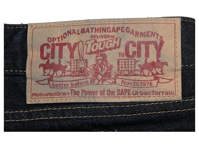 Autre Marque Pantalones cortos de mezclilla bordados BAPE Star en lavado oscuro tamaño US XXS Roja 