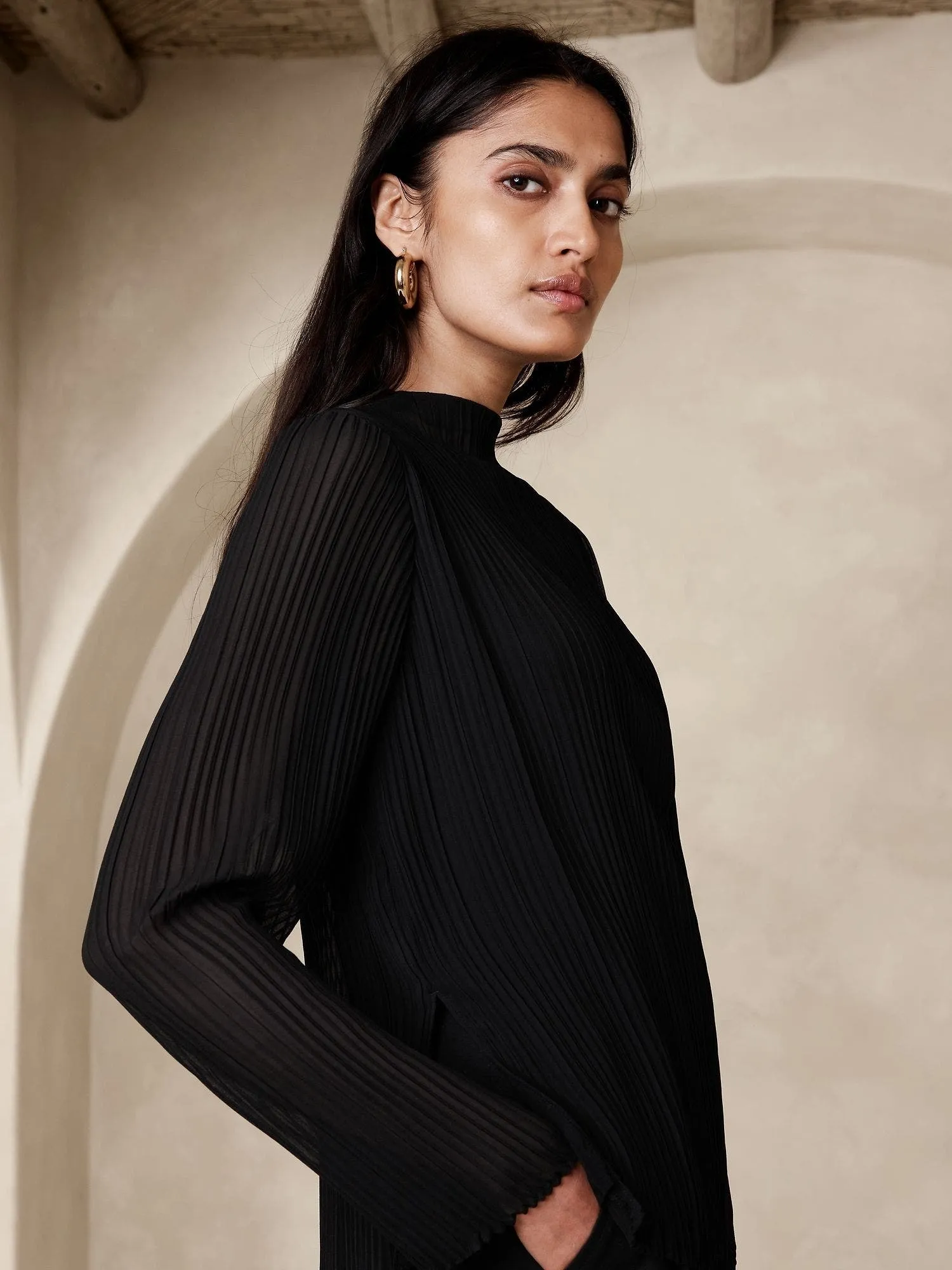 BANANA REPUBLIC BLUSA MUJER BLANCHE PLEATED