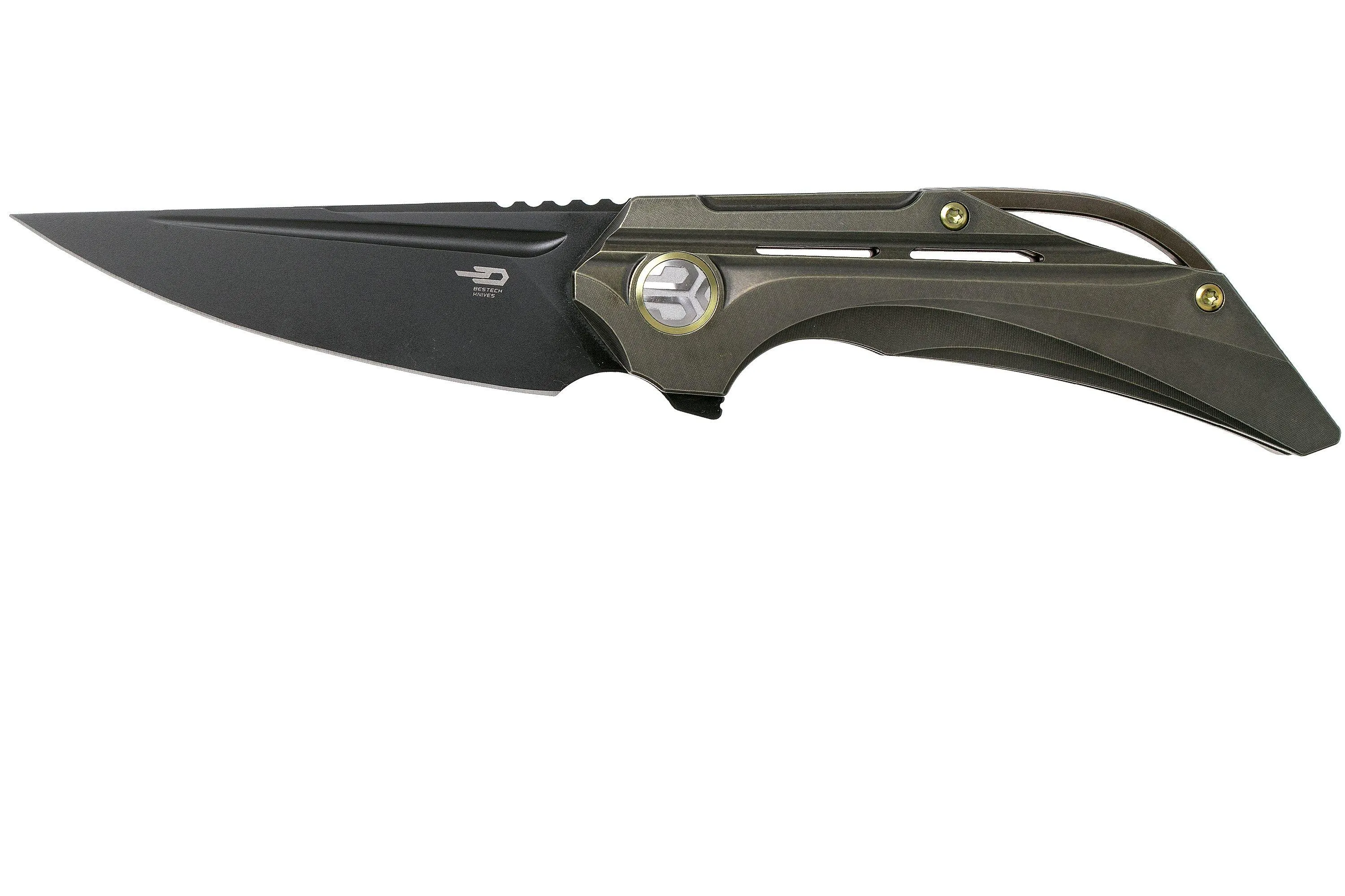 Bestech Vigil BT2201D Stonewashed Bronze Titanium, Black navaja, diseño Kombou