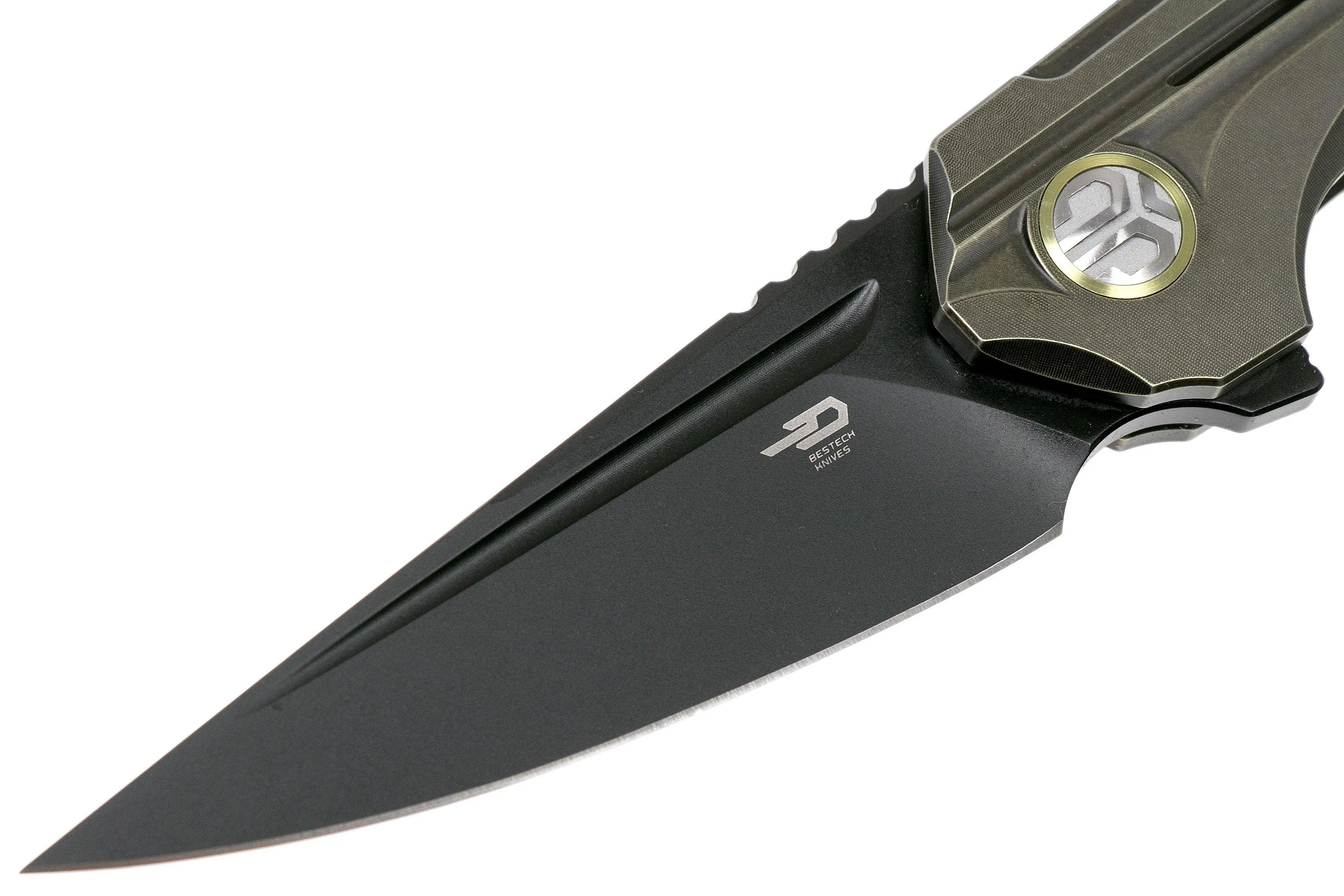Bestech Vigil BT2201D Stonewashed Bronze Titanium, Black navaja, diseño Kombou