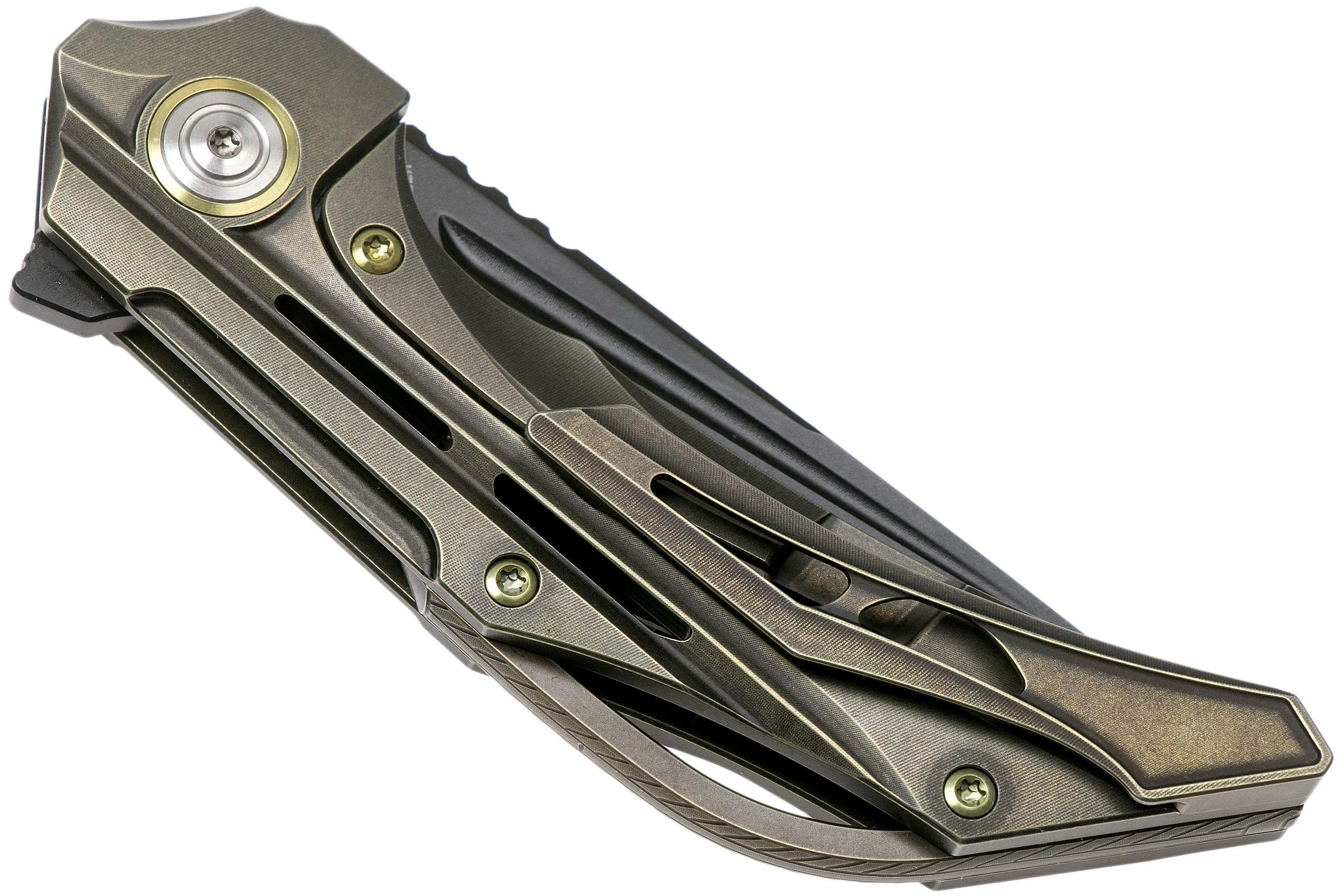 Bestech Vigil BT2201D Stonewashed Bronze Titanium, Black navaja, diseño Kombou