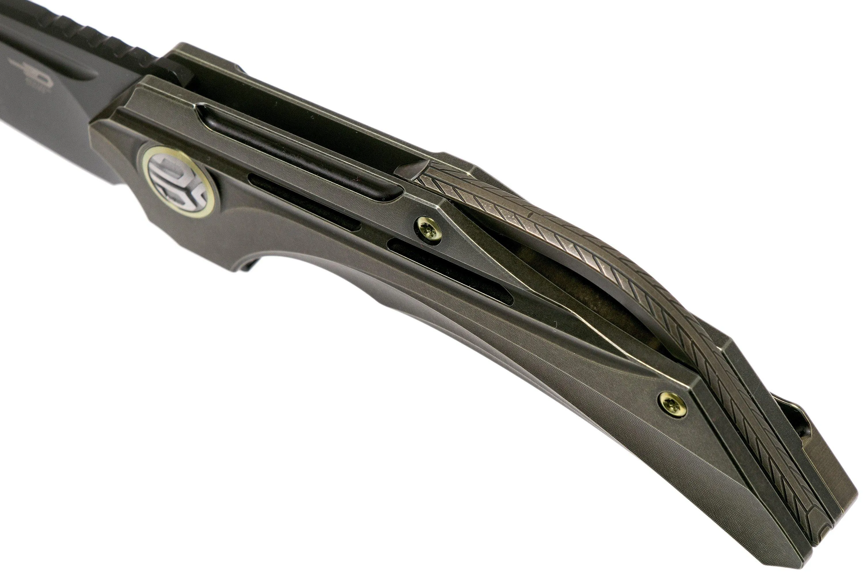 Bestech Vigil BT2201D Stonewashed Bronze Titanium, Black navaja, diseño Kombou