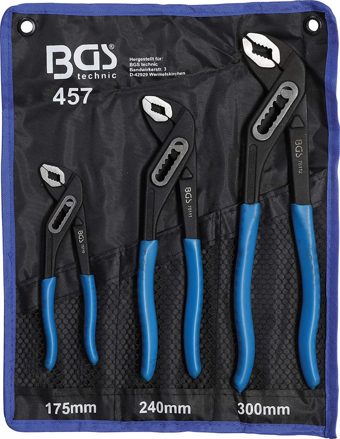BGS 457  JUEGO DE TENAZAS PICO DE LORO 175, 240 Y 300MM, 3 PIEZAS