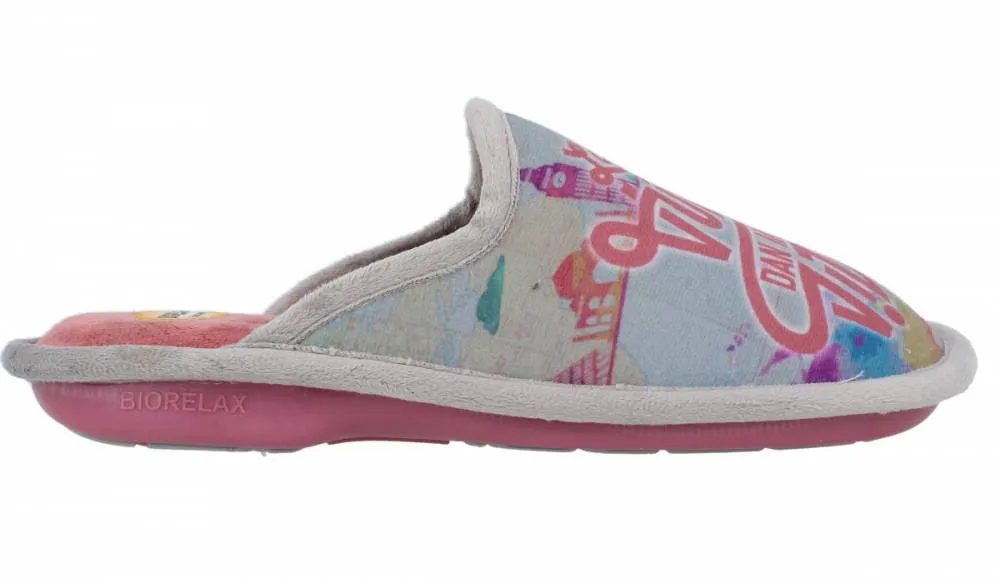 BIORELAX  ZAPATILLAS DE CASA MUJER "LAS VUELTAS DAN MUCHA VIDA" SALMóN