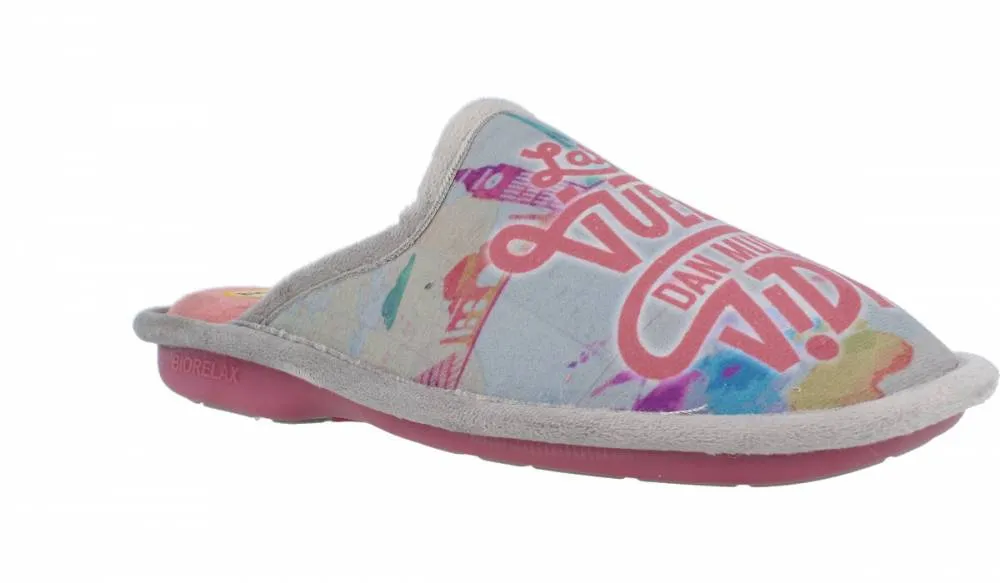 BIORELAX  ZAPATILLAS DE CASA MUJER "LAS VUELTAS DAN MUCHA VIDA" SALMóN
