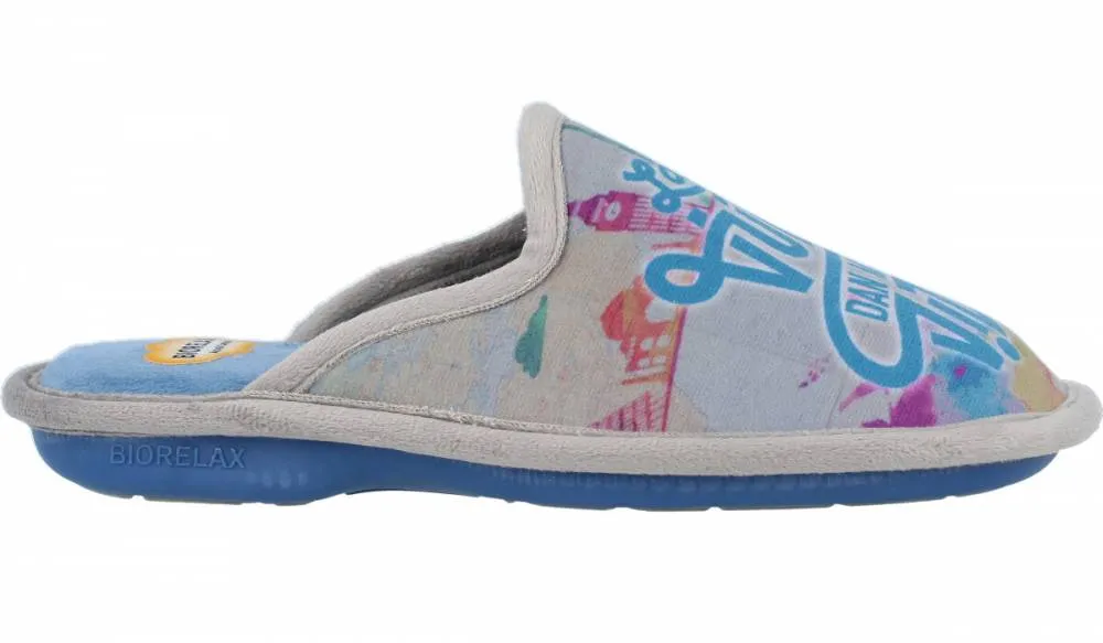 BIORELAX  ZAPATILLAS DE CASA MUJER "LAS VUELTAS DAN MUCHA VIDA" ÍNDIGO