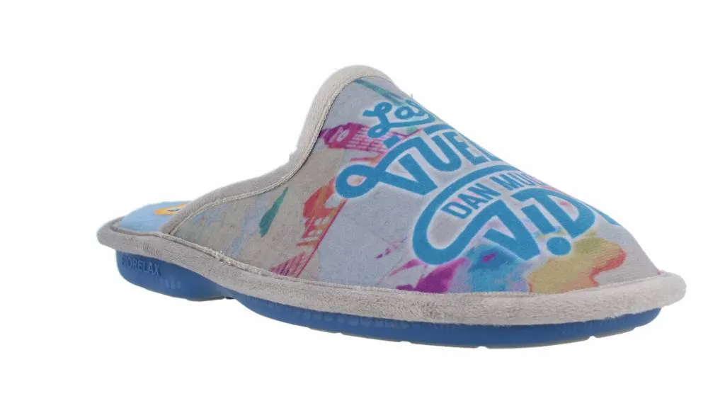 BIORELAX  ZAPATILLAS DE CASA MUJER "LAS VUELTAS DAN MUCHA VIDA" ÍNDIGO