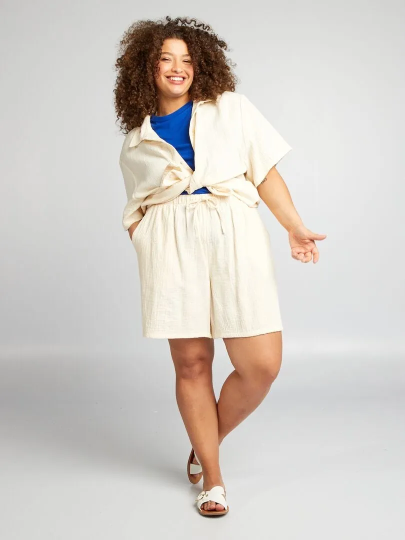 BLUSA DE GASA DE ALGODóN  BEIGE
