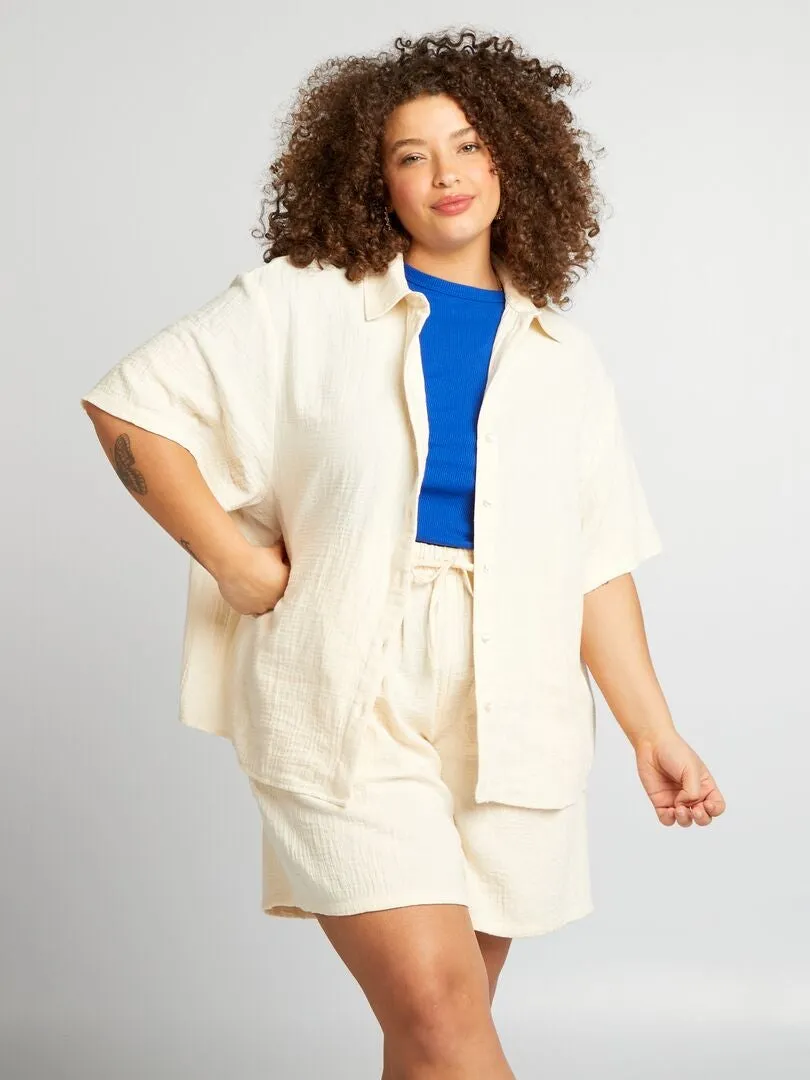 BLUSA DE GASA DE ALGODóN  BEIGE