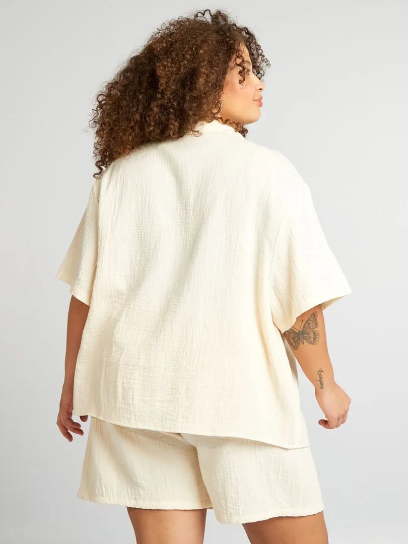 BLUSA DE GASA DE ALGODóN  BEIGE