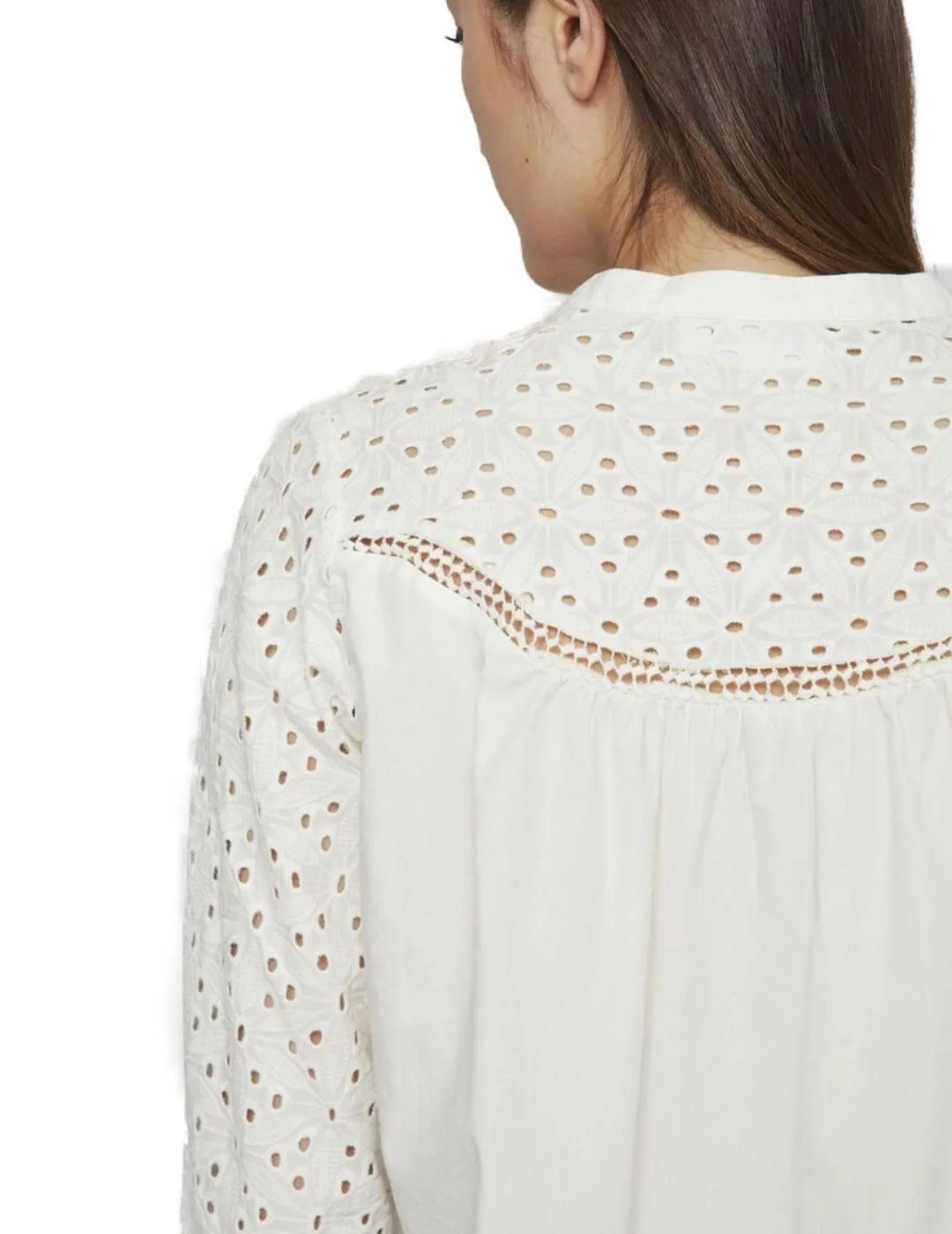Blusa Vila Wasa blanco roto manga larga para mujer