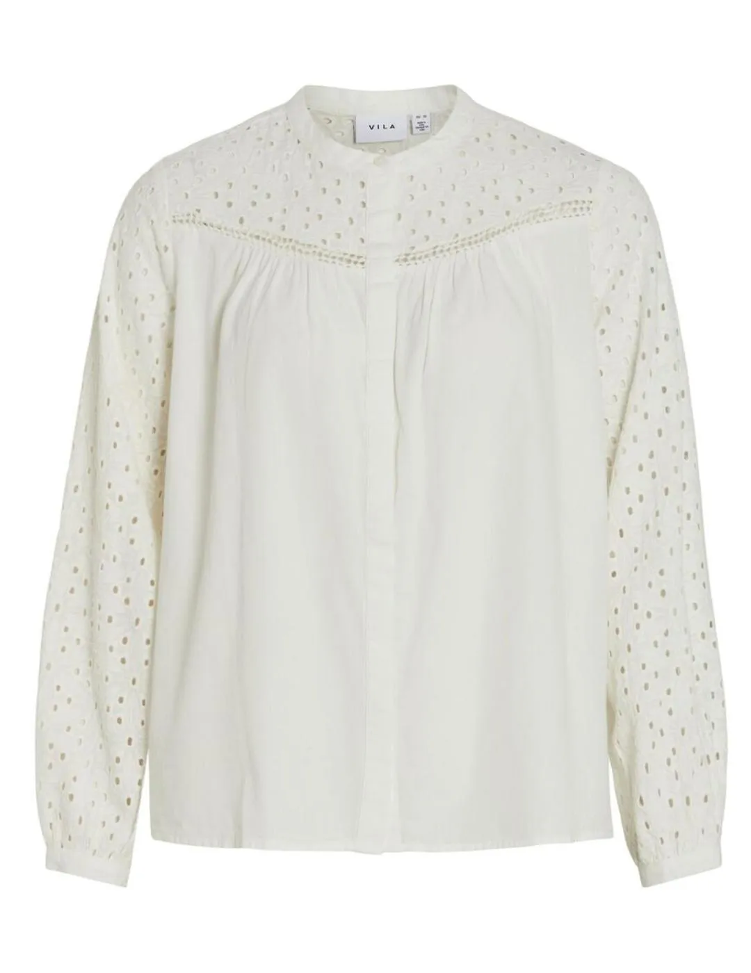 Blusa Vila Wasa blanco roto manga larga para mujer