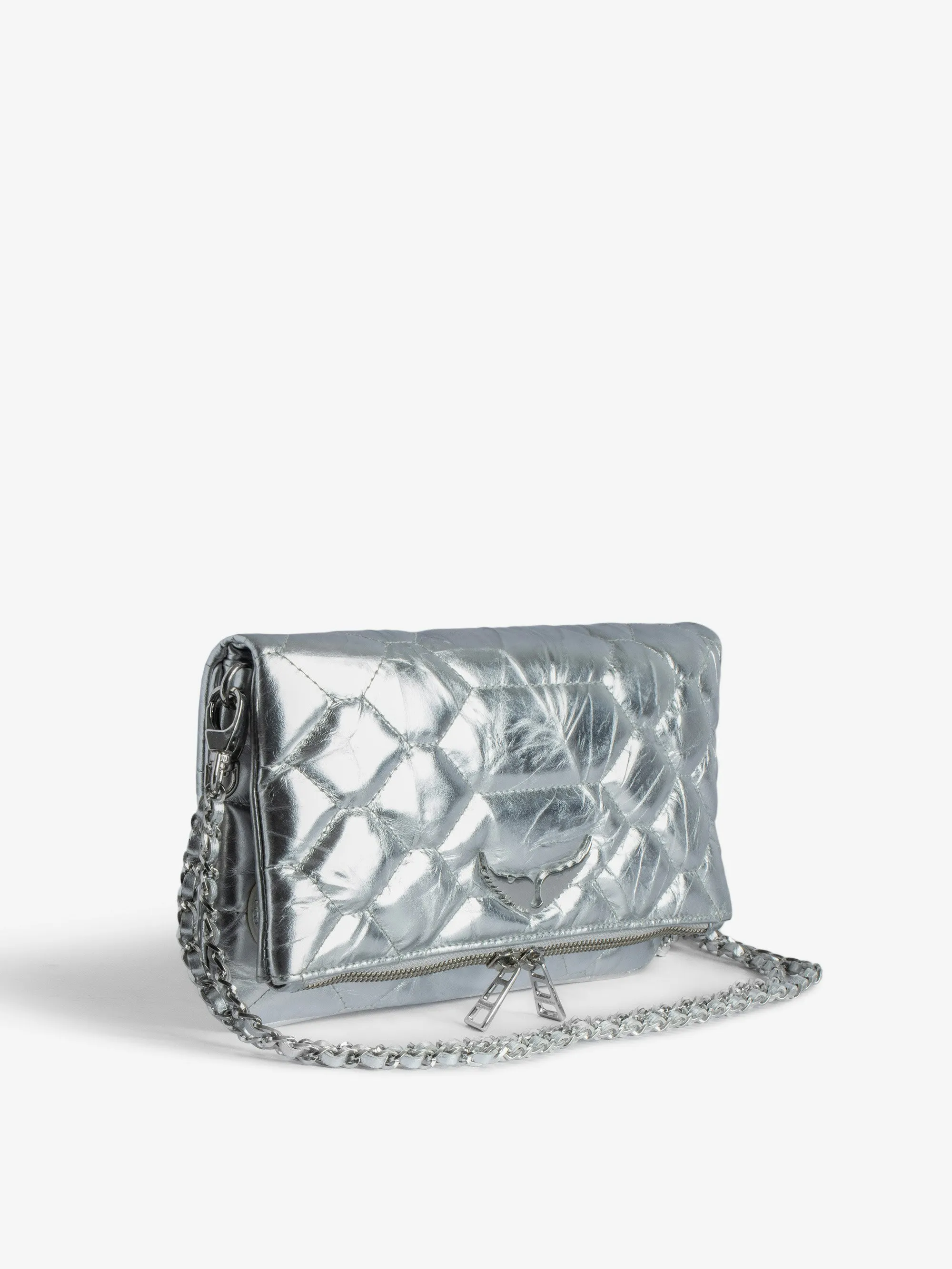 Bolso de Mano Rock Acolchado Metalizado