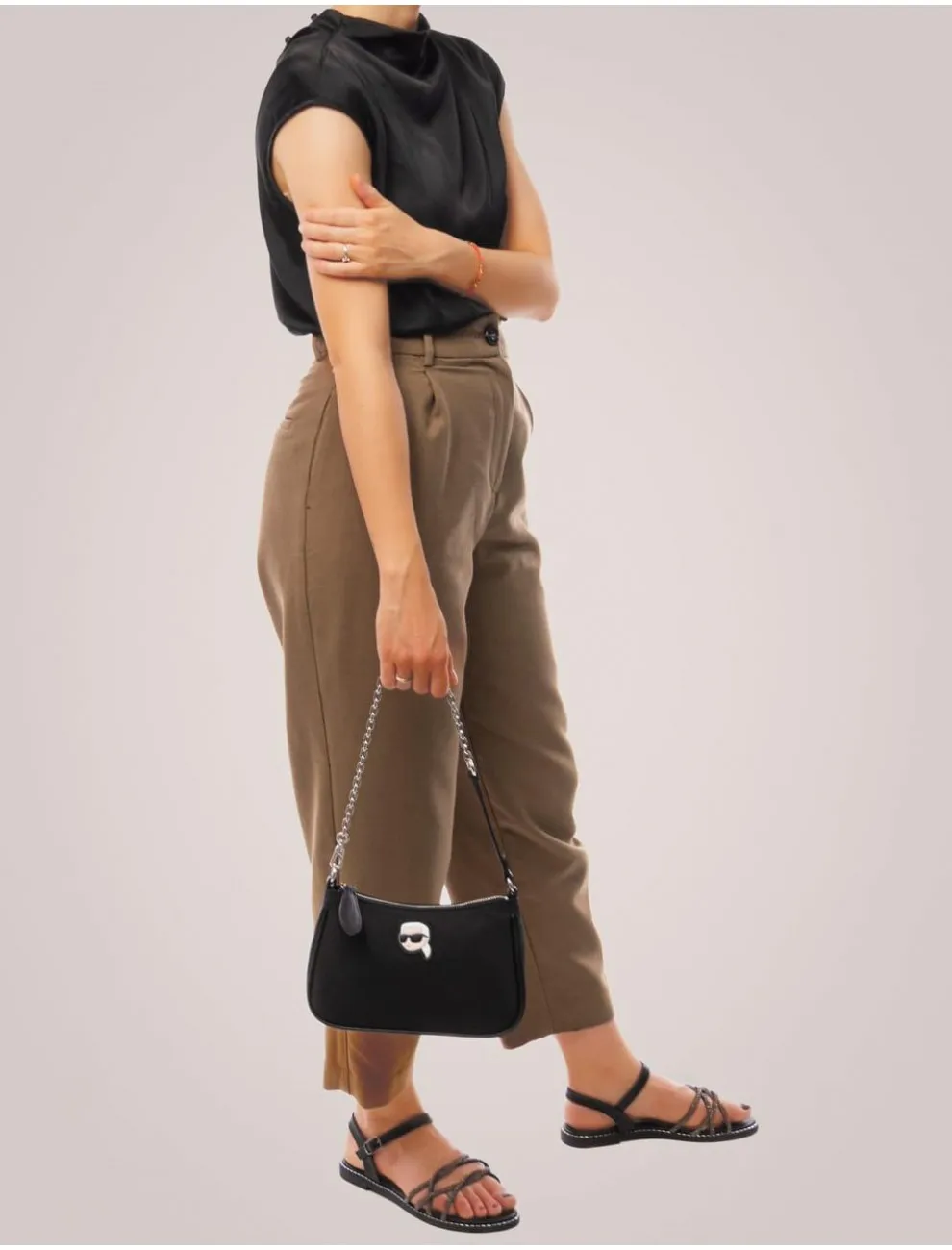 Bolso Karl Lagerfeld K/ikonik 2.0 Nylon Sm Zip Sb Negro