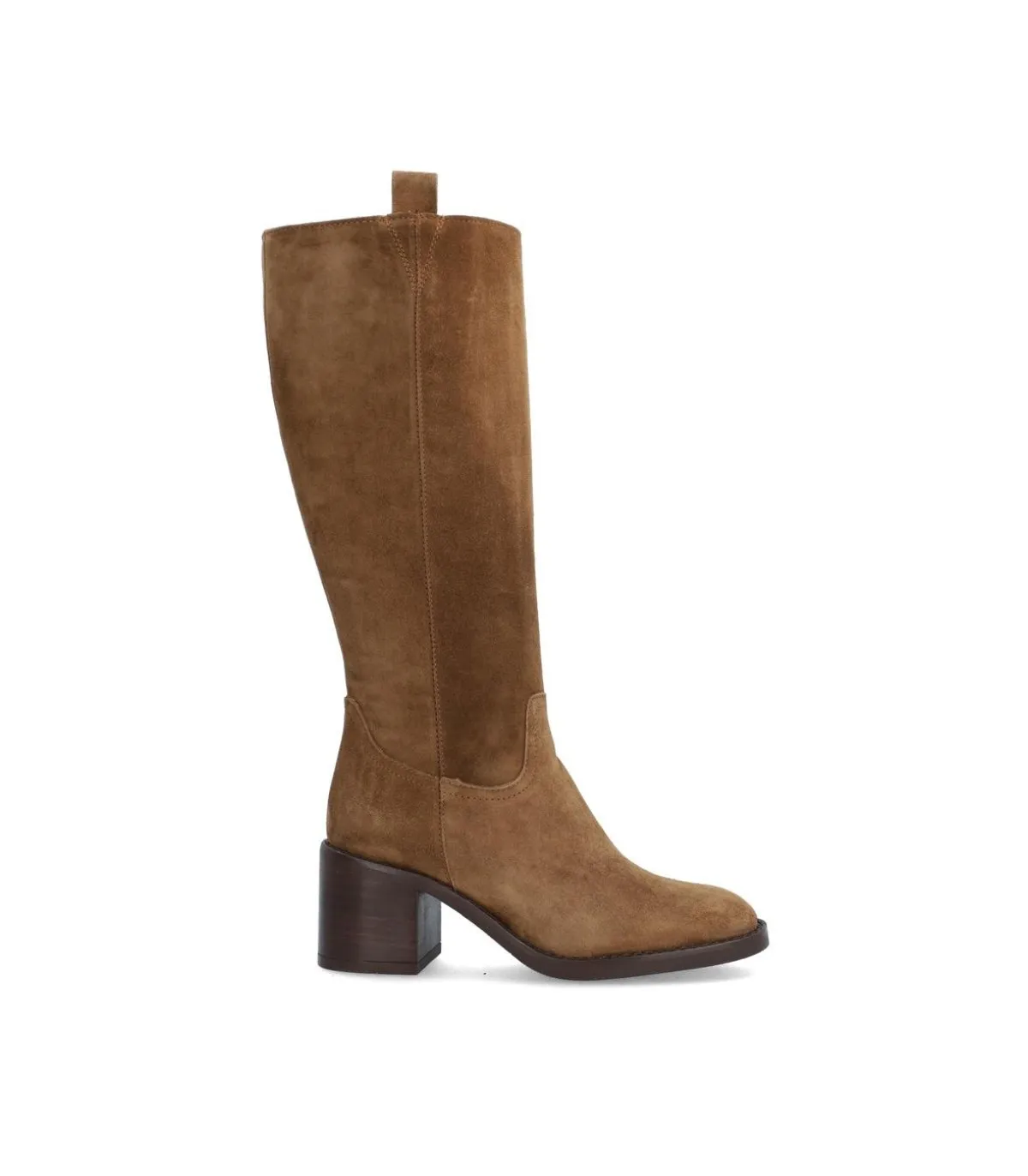 Bota alta para mujer en serraje cuero
