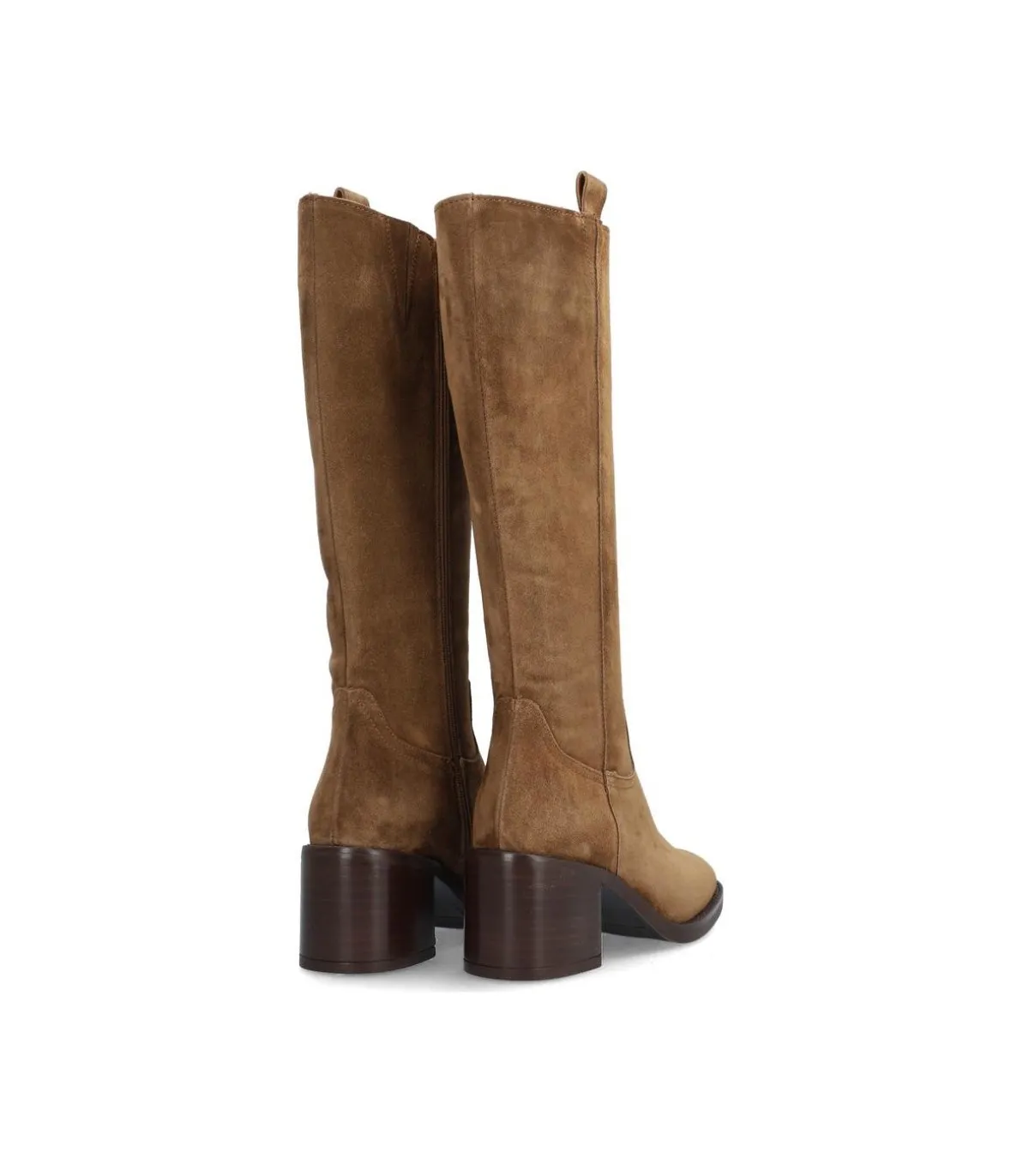 Bota alta para mujer en serraje cuero