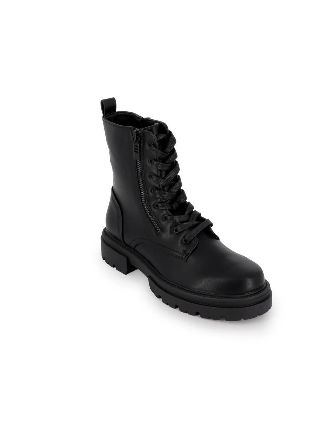 Bota militar negra cordones y cremallera para mujer Mustang