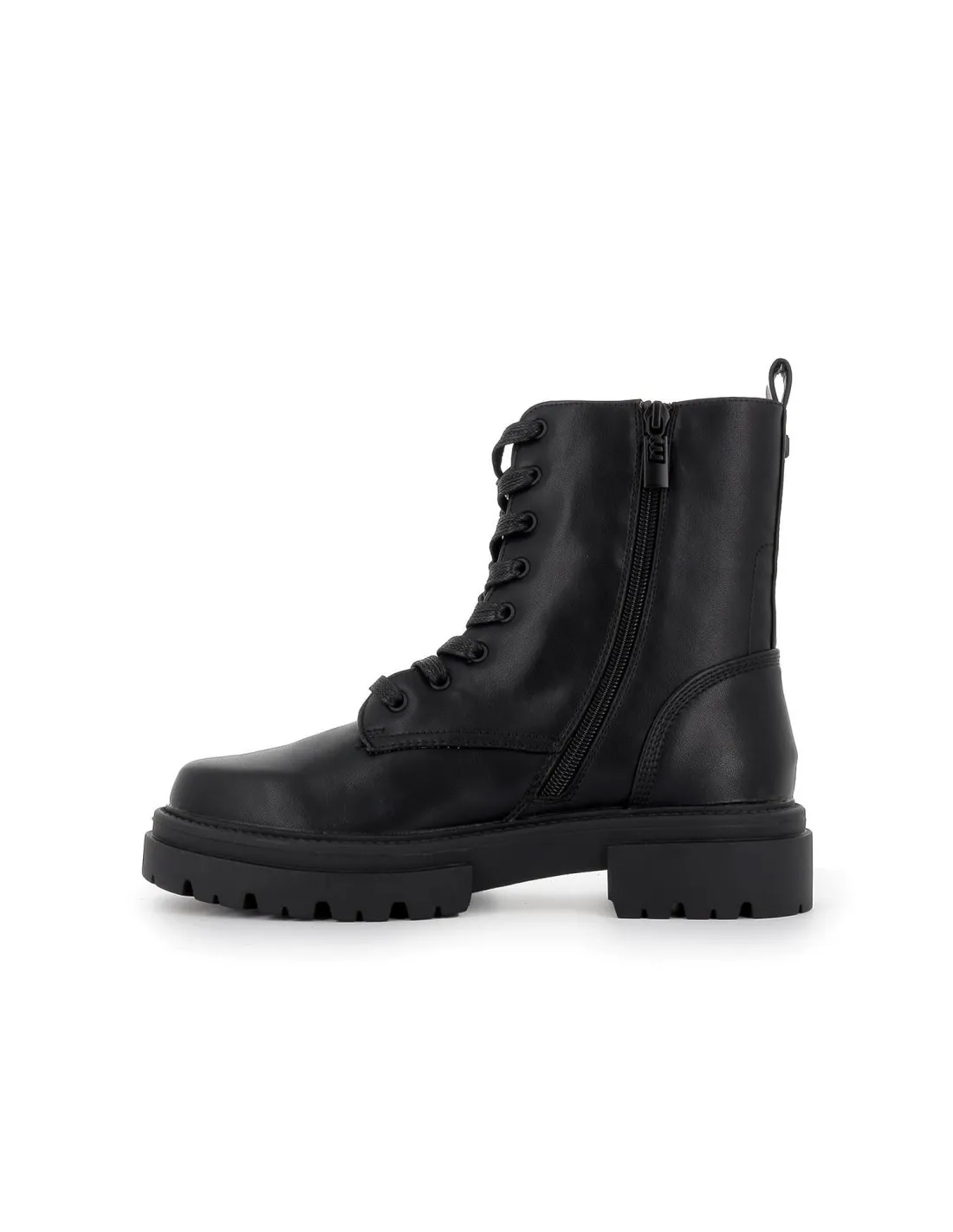Bota militar negra cordones y cremallera para mujer Mustang