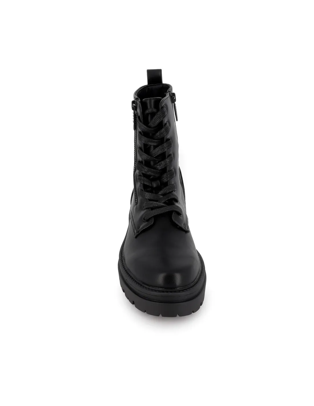 Bota militar negra cordones y cremallera para mujer Mustang