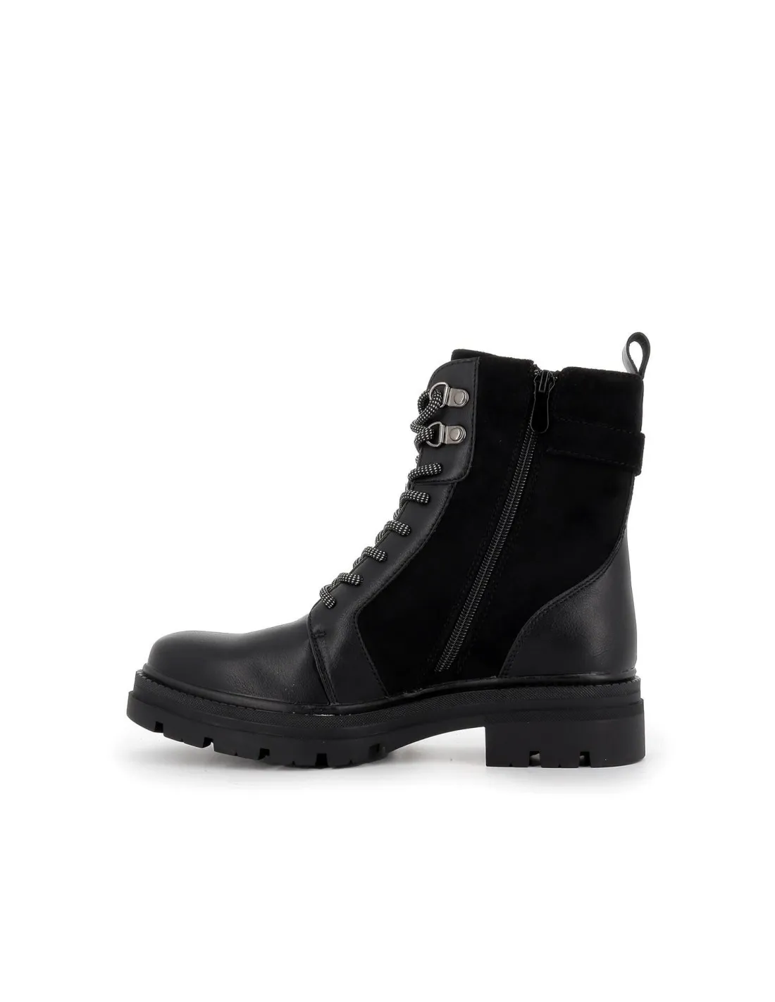 Bota militar negra hebilla y cordones para mujer HISPAFLEX