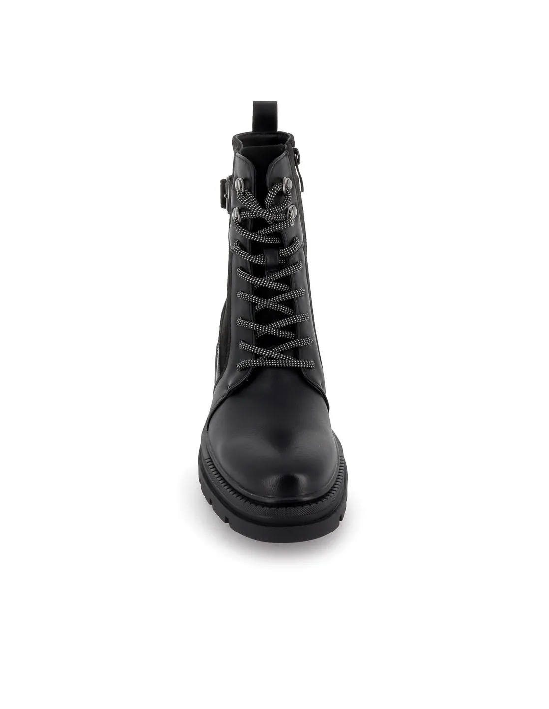 Bota militar negra hebilla y cordones para mujer HISPAFLEX