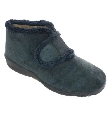 Bota tobillera estar casa mujer con velcro AndinasN en azul marino