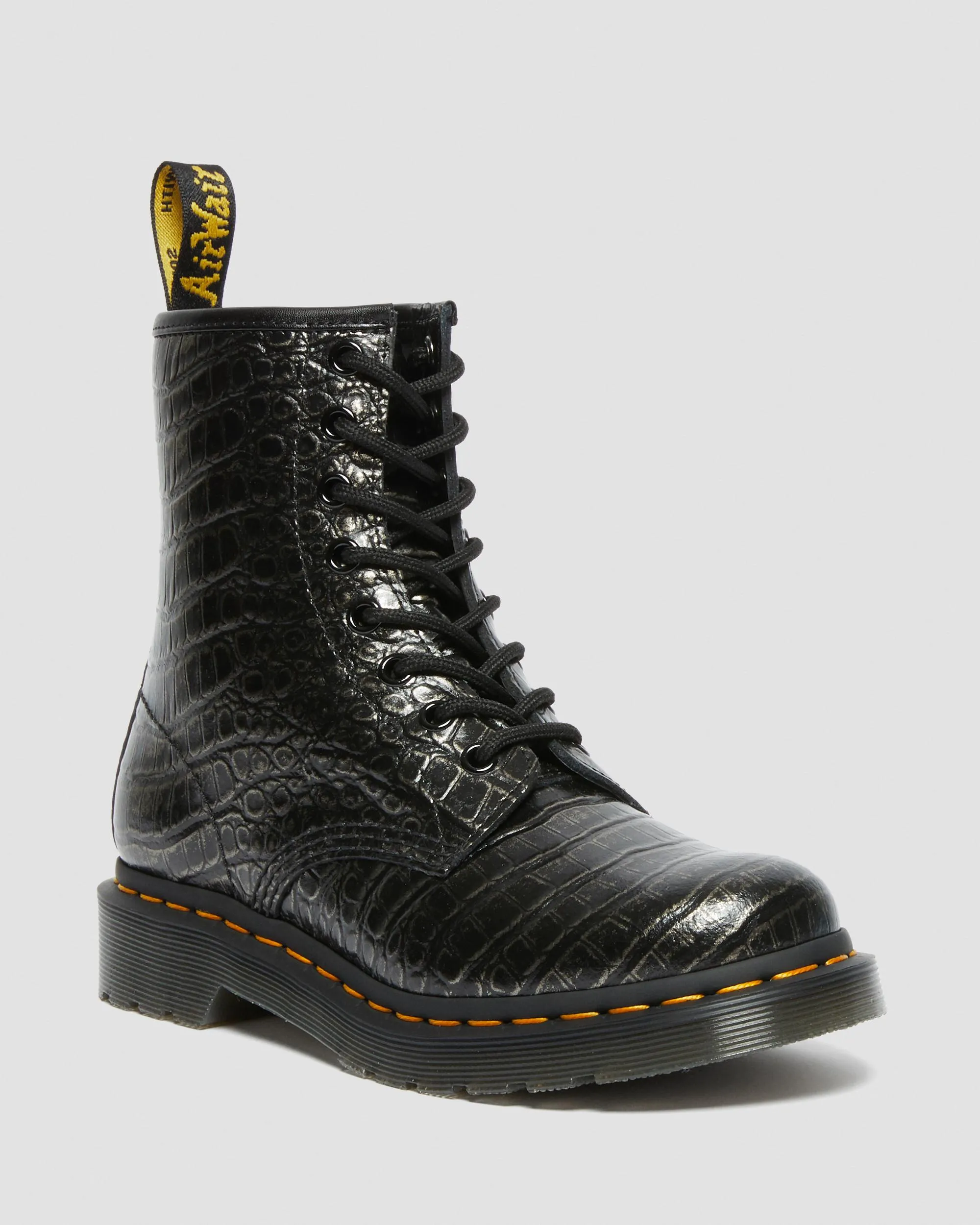 Botas 1460 para mujer en piel con efecto cocodrilo