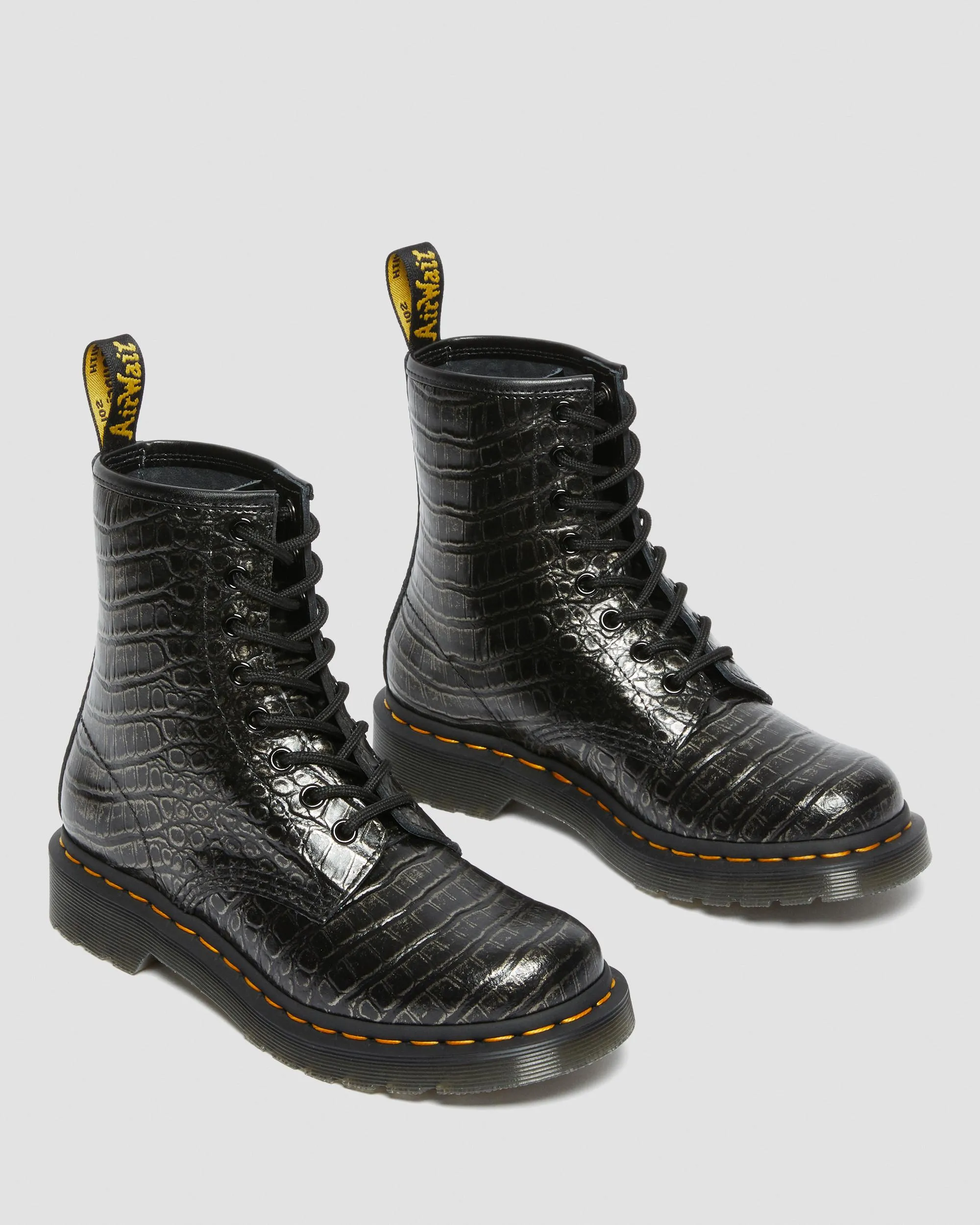 Botas 1460 para mujer en piel con efecto cocodrilo