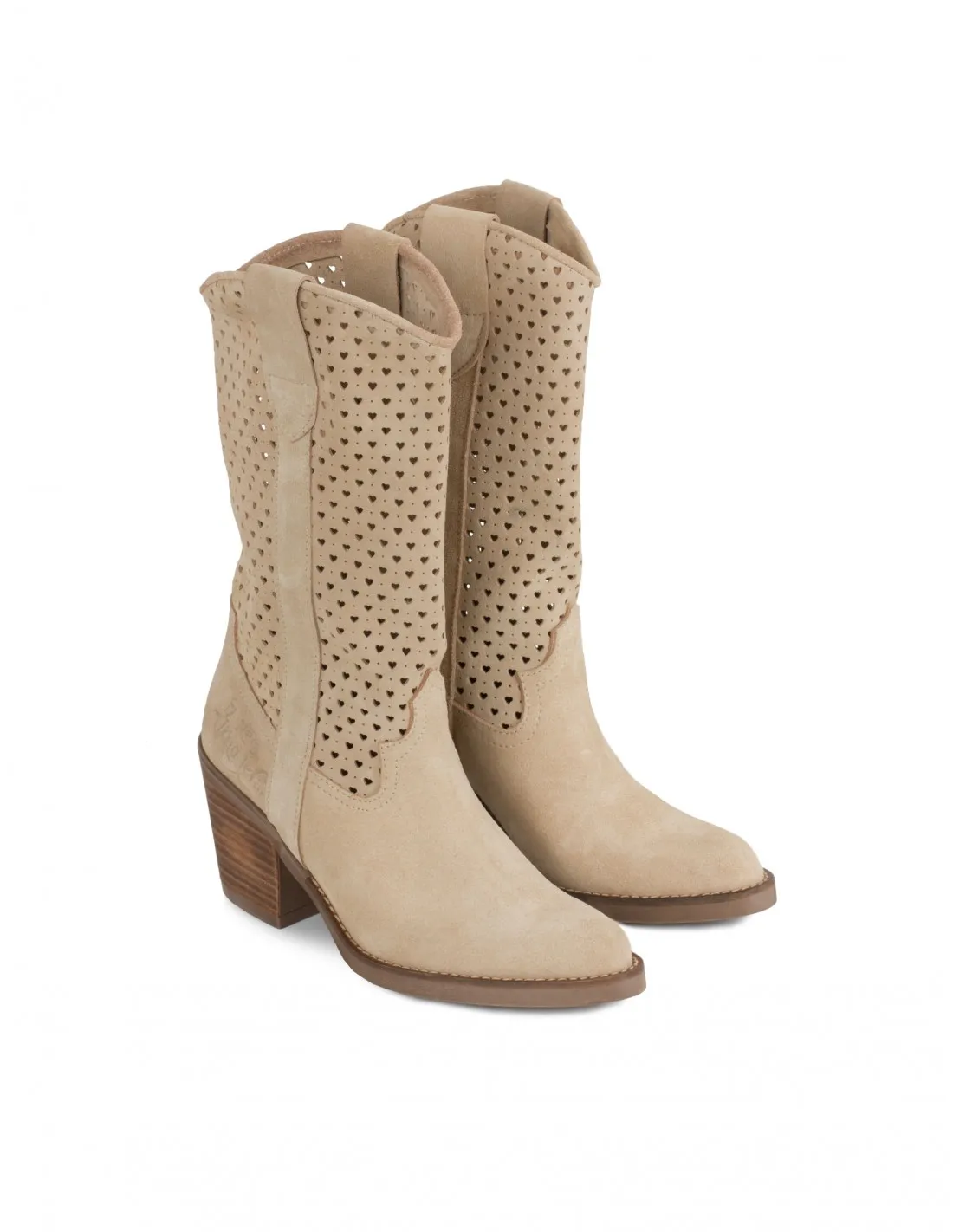 Botas Camperas Caladas Corazón Beige PERA LIMONERA